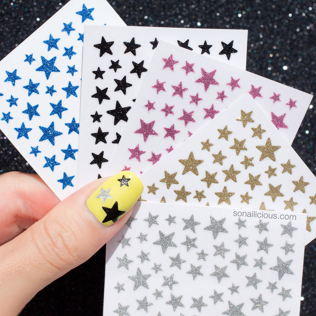 glitter star stickers