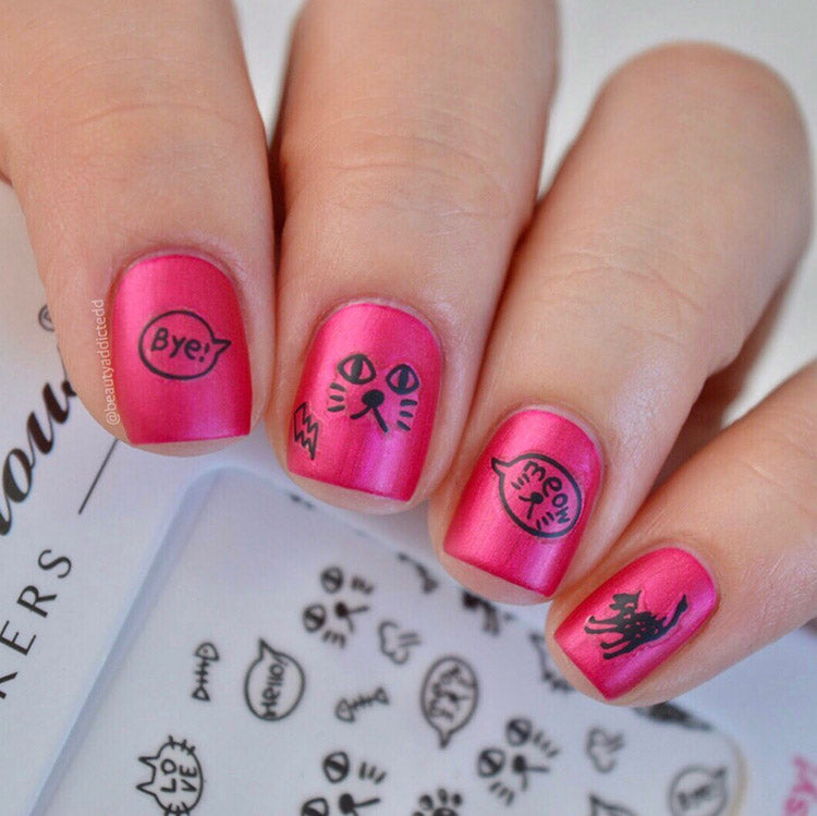 Cute cat nails with SoNailicious stickers