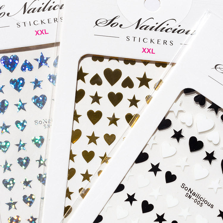 Hearts and stars nail art stickers