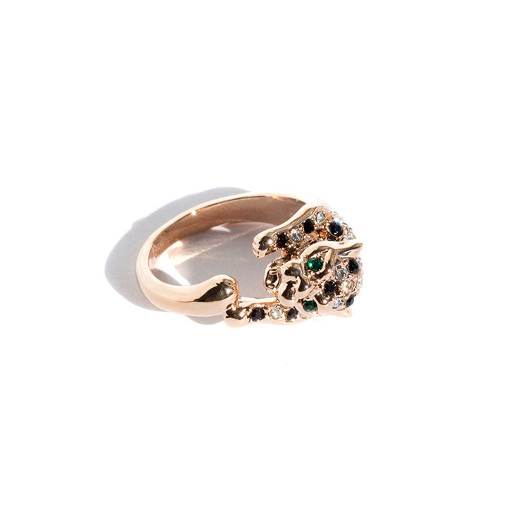 Leopard Ring with emeralds