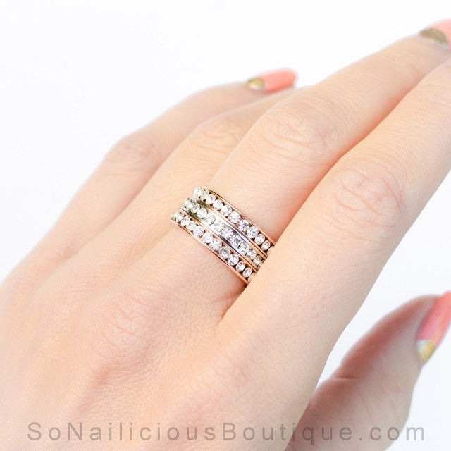 Minimalist Silver Ring With Crystals - ONLY 1 LEFT!