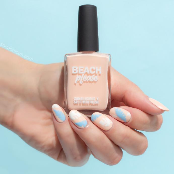 beach please peach nail design