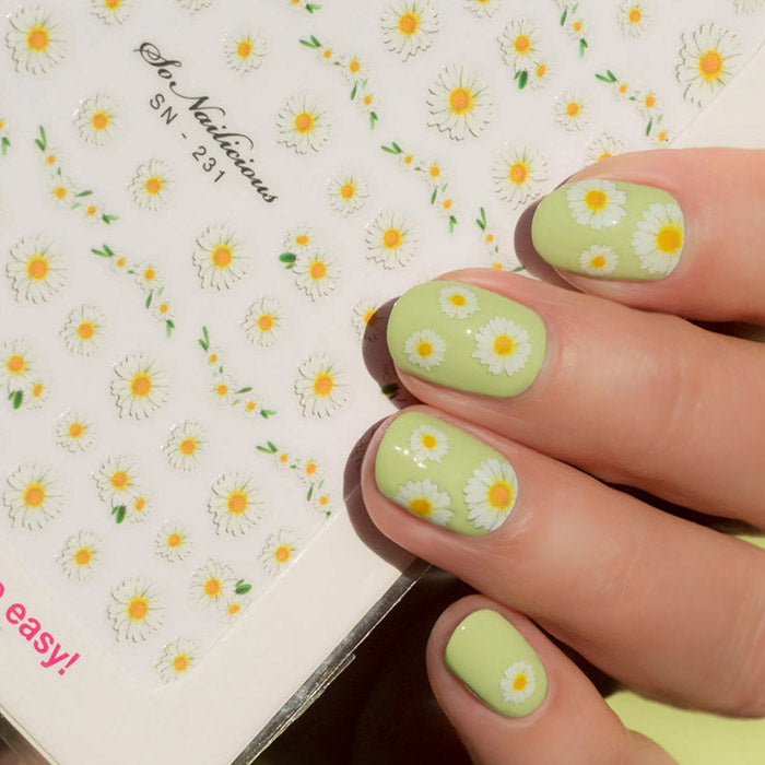 cute daisy nails with sonailicious stickers