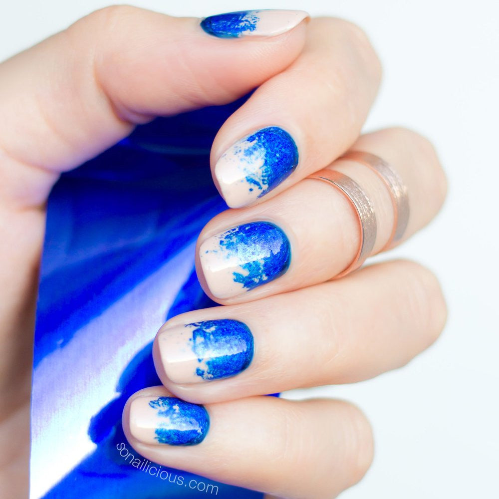 Blue foil nails