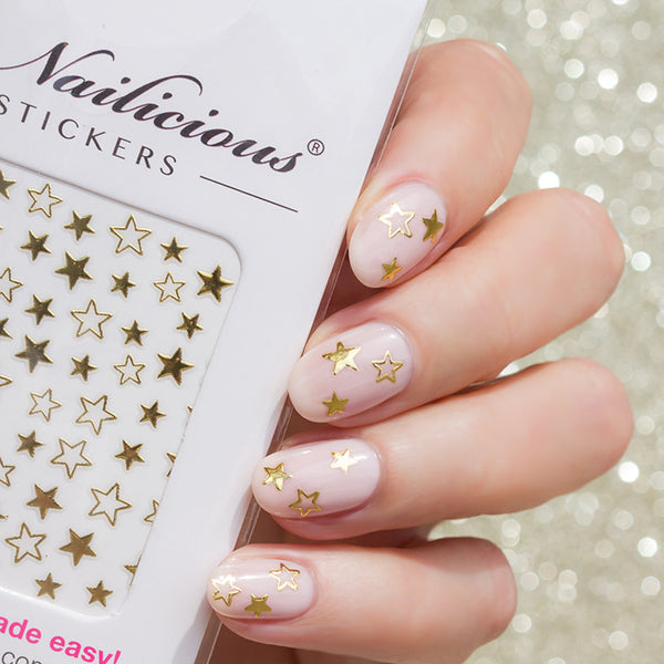  Gold Star Nail Stickers, Zodiac Nail Decal and Charms