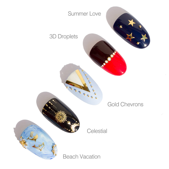 Gold love heart nail stickers