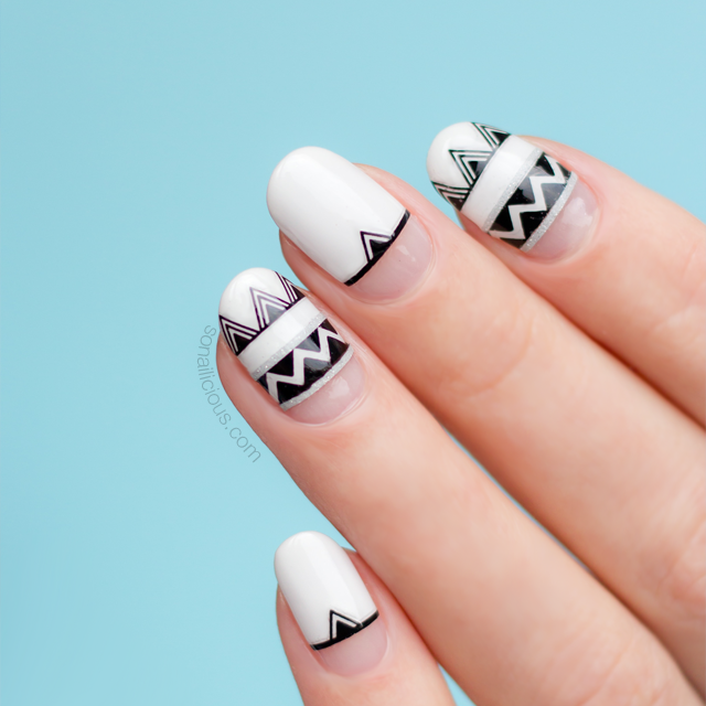 Summer nail design with Aztec stickers