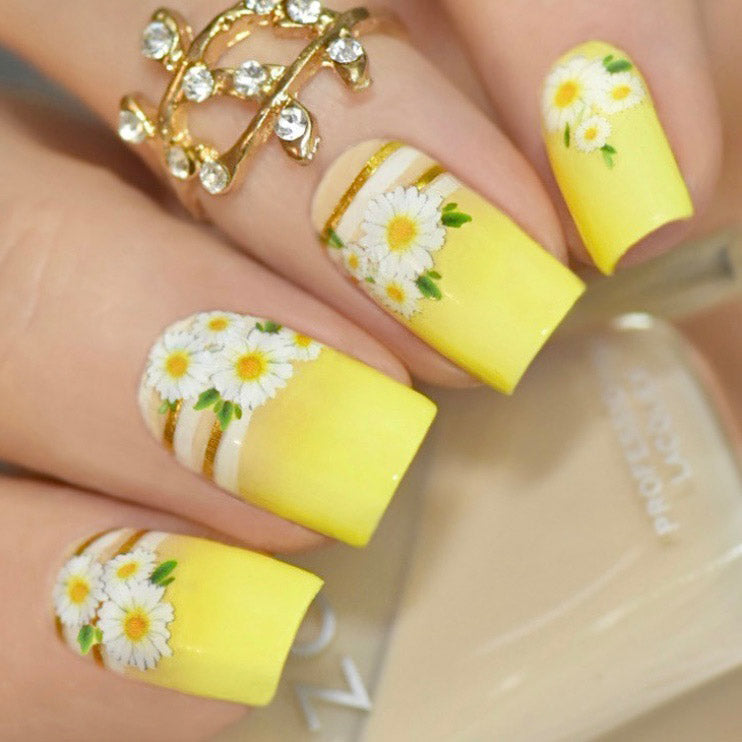 daisy nails with SoNailicious stickers