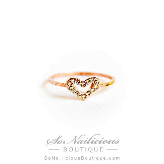 Love Heart Ring With Crystals - ONLY 1 LEFT!