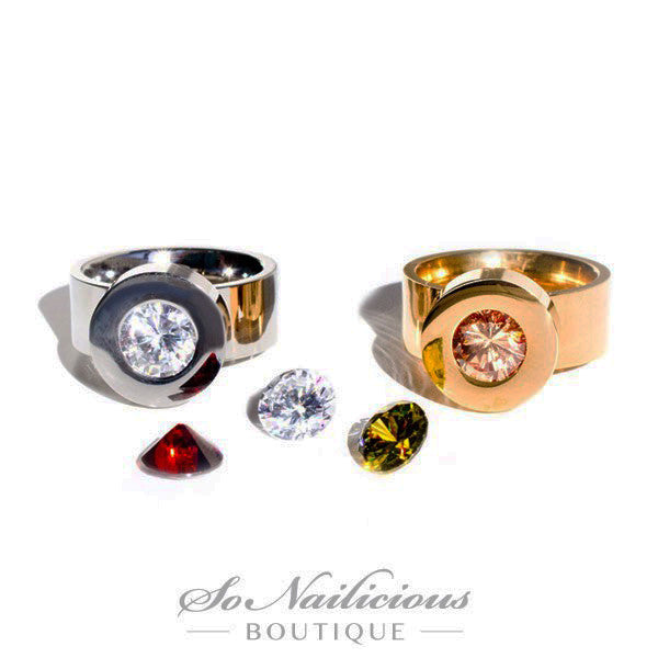 Cocktail Ring With Interchangeable Stones