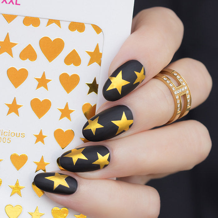 Gold star nails with SoNailicious nail art stickers