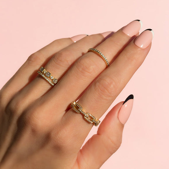 Dazzling gold chain ring - SoNailicious Boutique collection