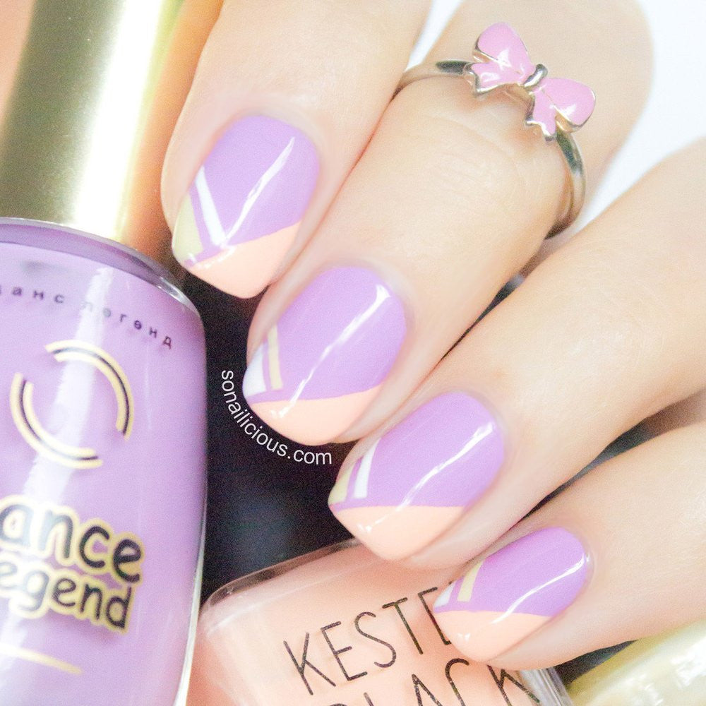 lavender and peach nails