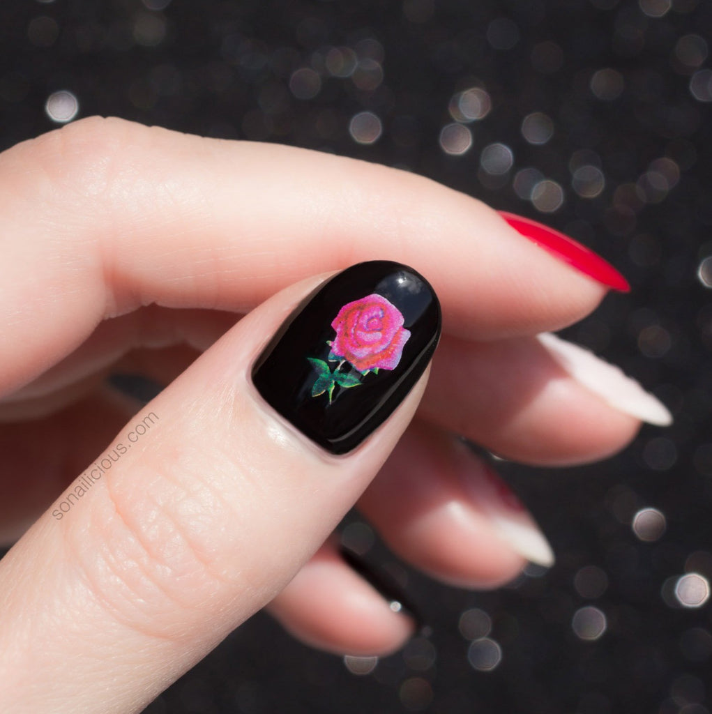 Rose nails with SoNailicious stickers