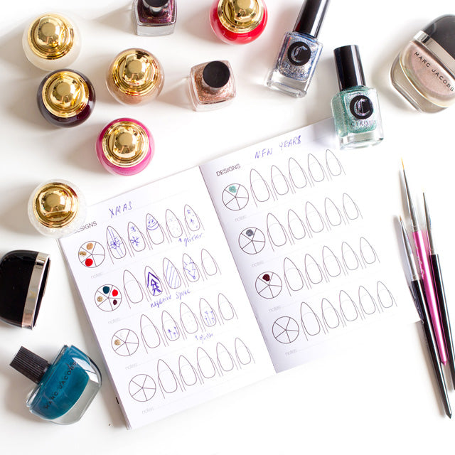 Sketching nail art in the Little Book of Nail Art