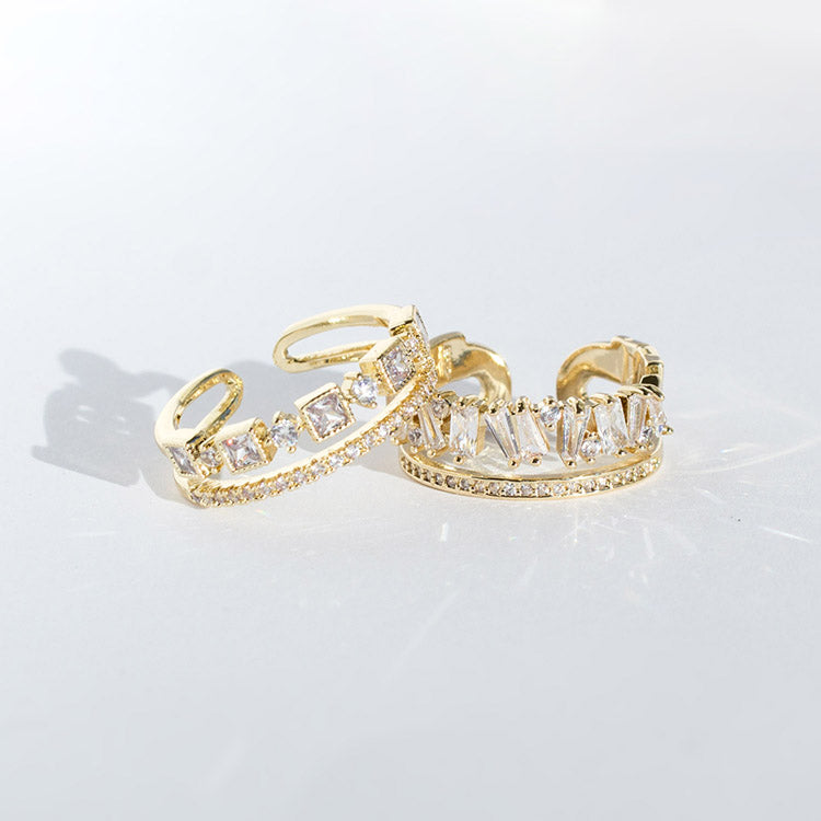 Diadem and Tiara gold rings with crystals