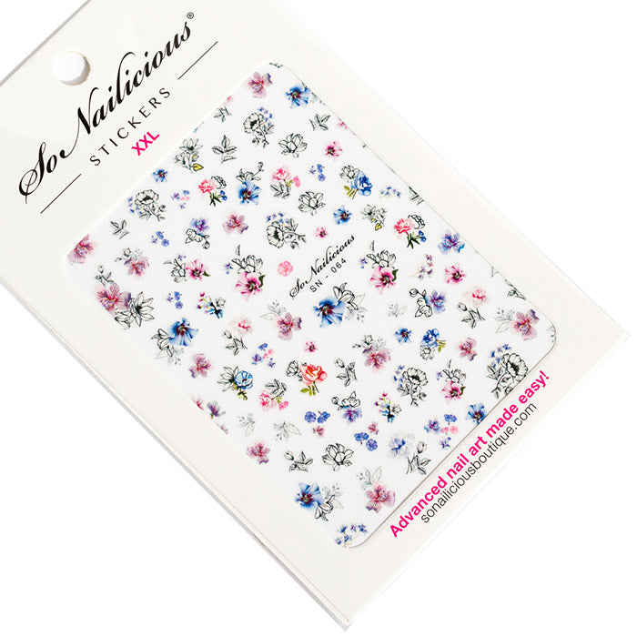 Ink and Watercolour Flower stickers