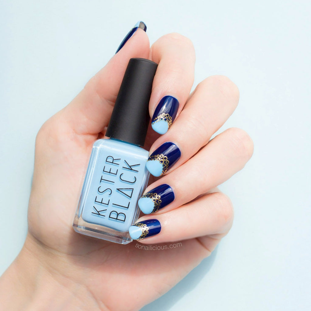 blue and gold nails kester black cumulus