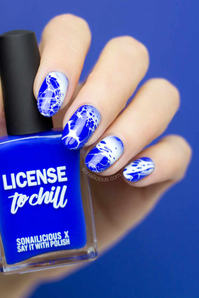 Bright Blue nails, license to chill
