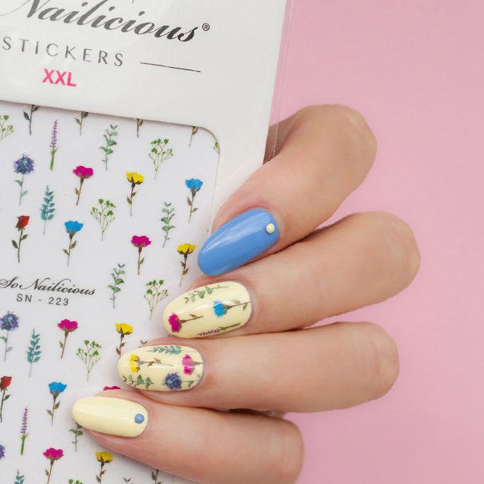 wildflower nails with SoNailicious stickers