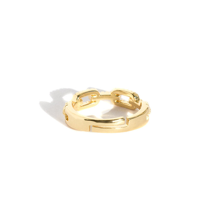 Gold Chain ring with crystals - adjustable