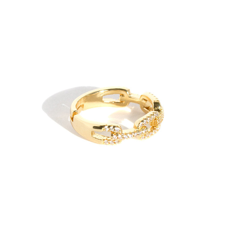 Gold Chain ring with crystals 