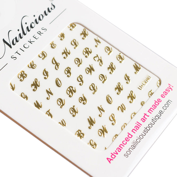 gold letters nail stickers