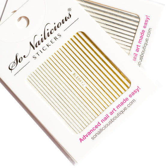 gold stripes self adhesive nail stickers