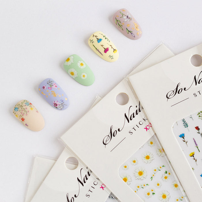 nail art ideas with SoNailicious floral stickers