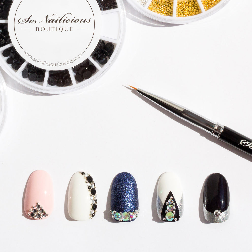 nail designs with caviar beads