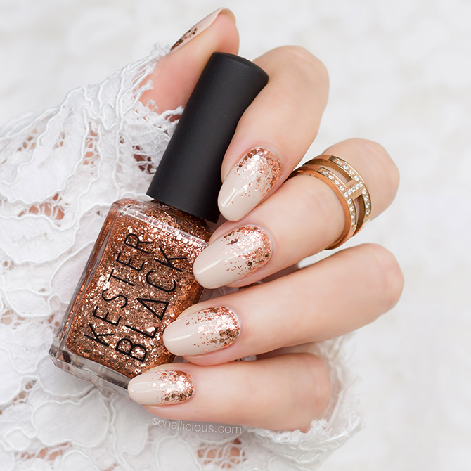 nude and rose gold nail art