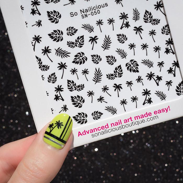 palm tree nails with SoNailicious Stickers