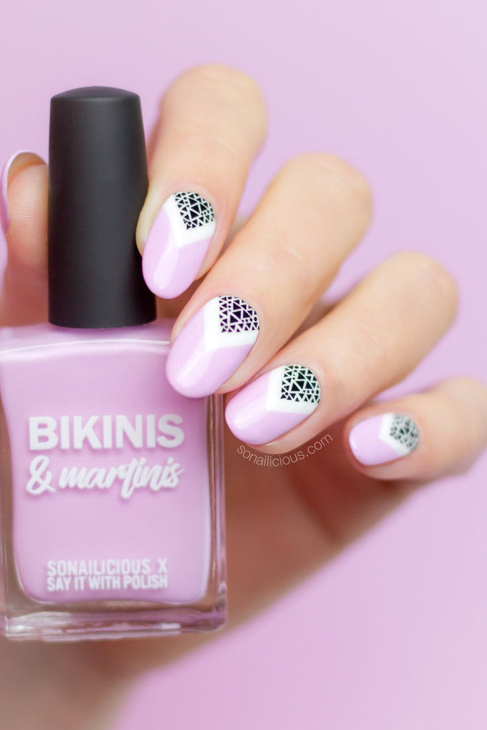 Pink and white nail design