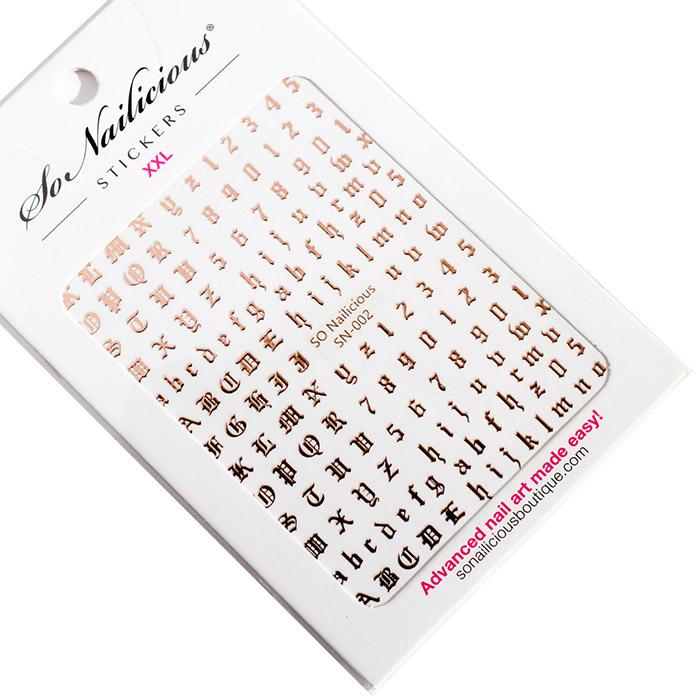Rose gold gothic letter stickers